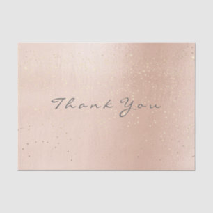 Pastel Rose Gold Confetti Grey Thank You Name Tissue Paper