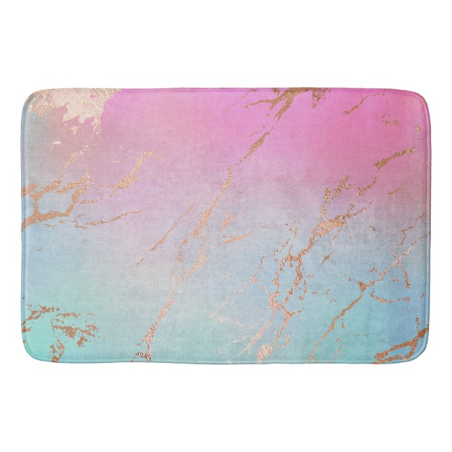 PASTEL ROSE GOLD MARBLE PATTERN BATH MAT (Front)