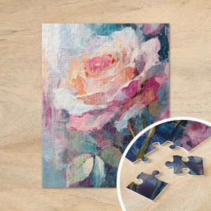 Pastel Rose Modern Abstract Painting  Jigsaw Puzzle