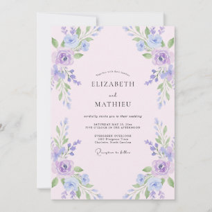 Pastel Rose Pink Leafy Wedding Invitation