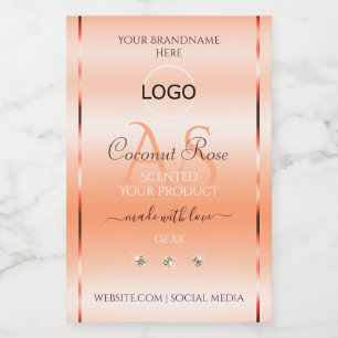 Pastel Rose Salmon Product Label Monogram and Logo
