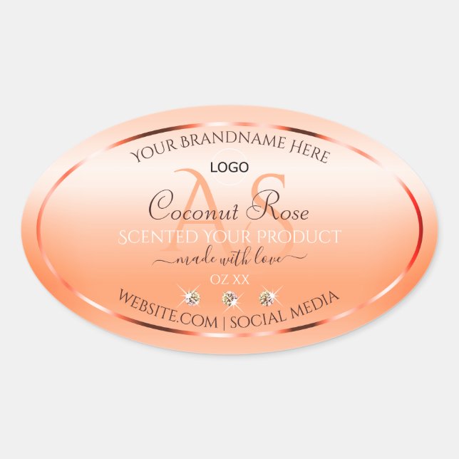 Pastel Rose Salmon Product Label Monogram and Logo (Front)