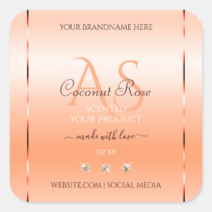Pastel Rose Salmon Product Labels Jewels Monogram