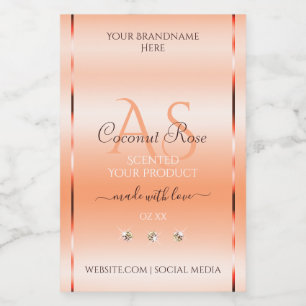 Pastel Rose Salmon Product Labels Jewels Monogram