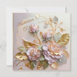 Pastel Rosegold Roses 60th Save The Date