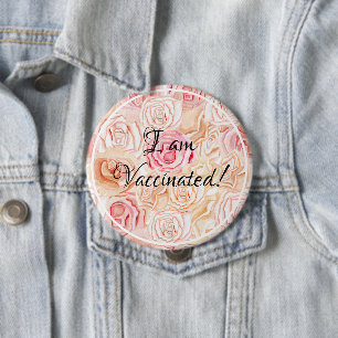 Pastel Roses I Am Vaccinated 10 Cm Round Badge