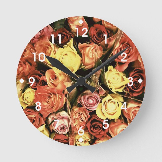 Pastel Roses Round Clock (Front)