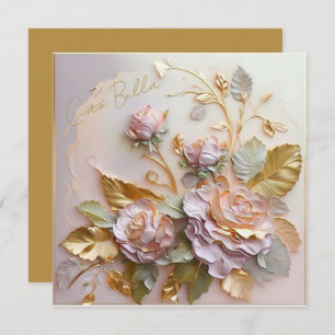 Pastel Roses Sculpture Holiday Card