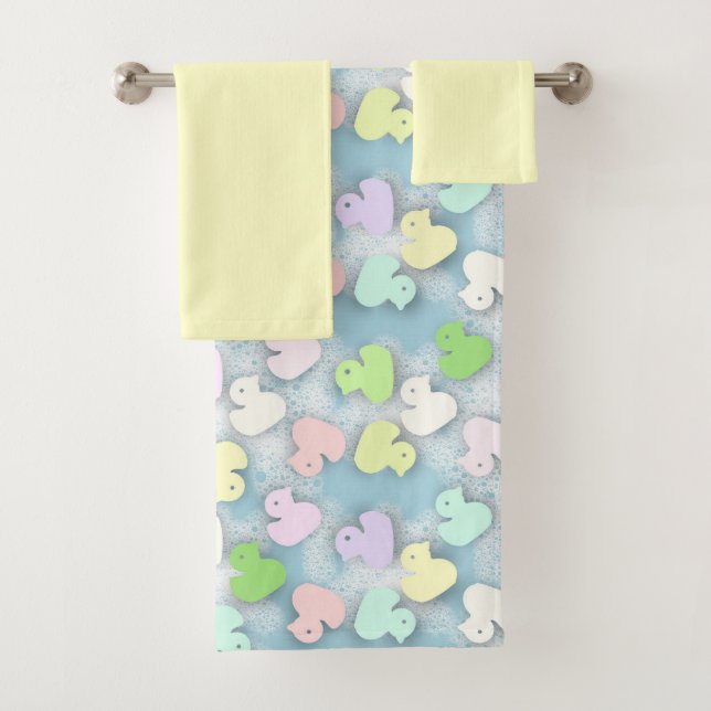 Pastel Rubber Duck Bubble Bath  Bath Towel Set (Insitu)