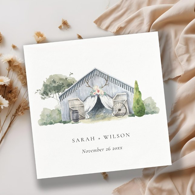 Pastel Rustic Dusky Barnyard Farm Theme Wedding Napkin (Creator Uploaded)