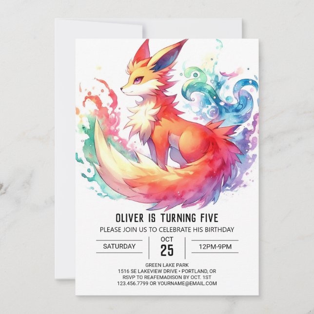 Pastel Rustic Fox Birthday Invitation (Front)