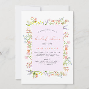Pastel Rustic Wildflower Frame Bridal Shower Invitation