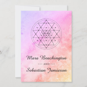 *~* Pastel Sacred Geometry Watercolor Wedding Invitation