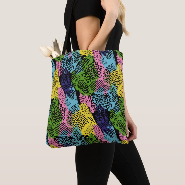 Pastel Safari Animal Print Tote Bag (Close Up)