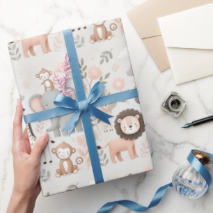 Pastel Safari Animal Wrapping Paper