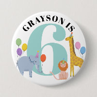 Pastel Safari Animals Birthday Name and Age