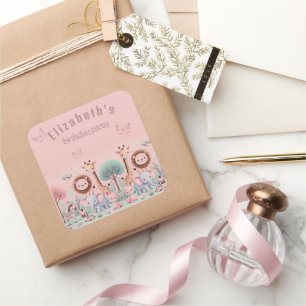 Pastel Safari – Watercolor Jungle Animals    Square Sticker