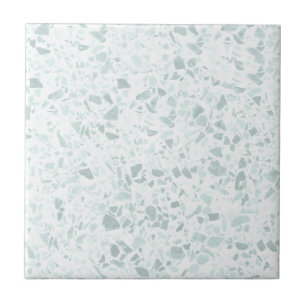 Pastel Sage and Blue Terrazzo Print  Ceramic Tile
