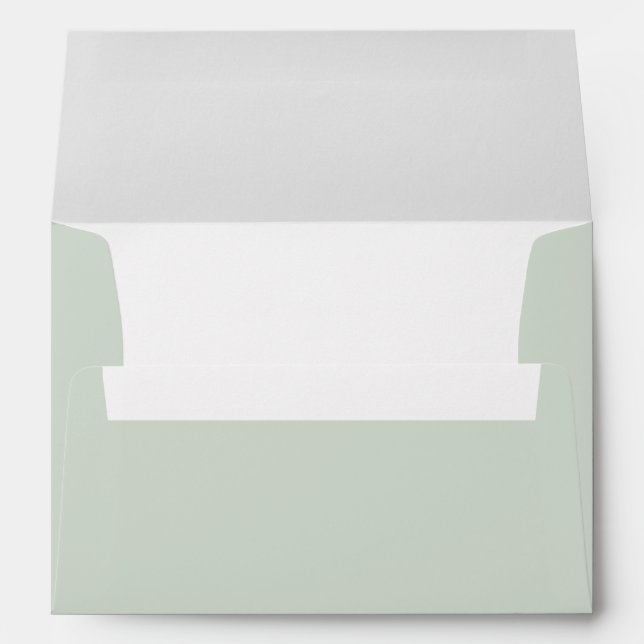 Pastel Sage Green Classic Typography Wedding Envelope (Back (Bottom))