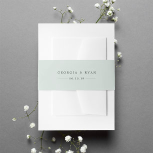 Pastel Sage Green Personalised Wedding Invitation Belly Band