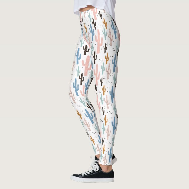 Pastel Saguaro Cactus Pattern Leggings (Left)