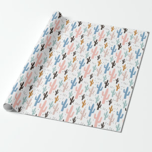 Pastel Saguaro Cactus Pattern Wrapping Paper