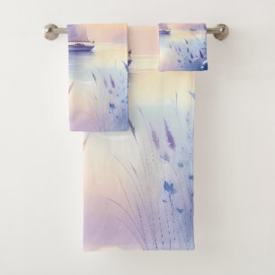 Pastel Sailboat Coastal Dreamscape Bath Towel Set