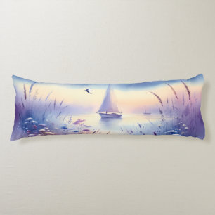 Pastel Sailboat Coastal Dreamscape Body Cushion