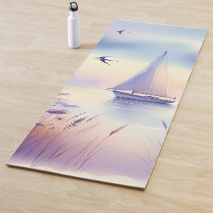 Pastel Sailboat Coastal Dreamscape Yoga Mat