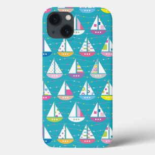 Pastel Sailboat Pattern iPhone 13 Case