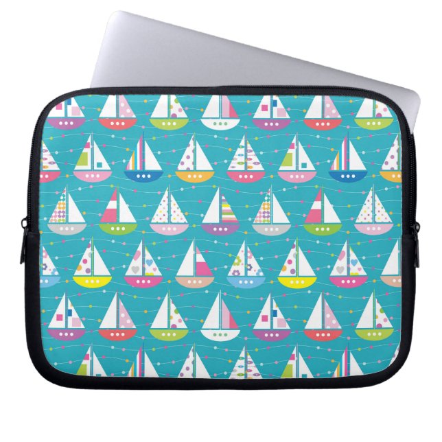 Pastel Sailboat Pattern Laptop Sleeve (Front)