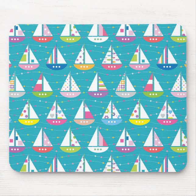 Pastel Sailboat Pattern Mouse Pad (Front)
