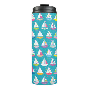 Pastel Sailboat Pattern Thermal Tumbler