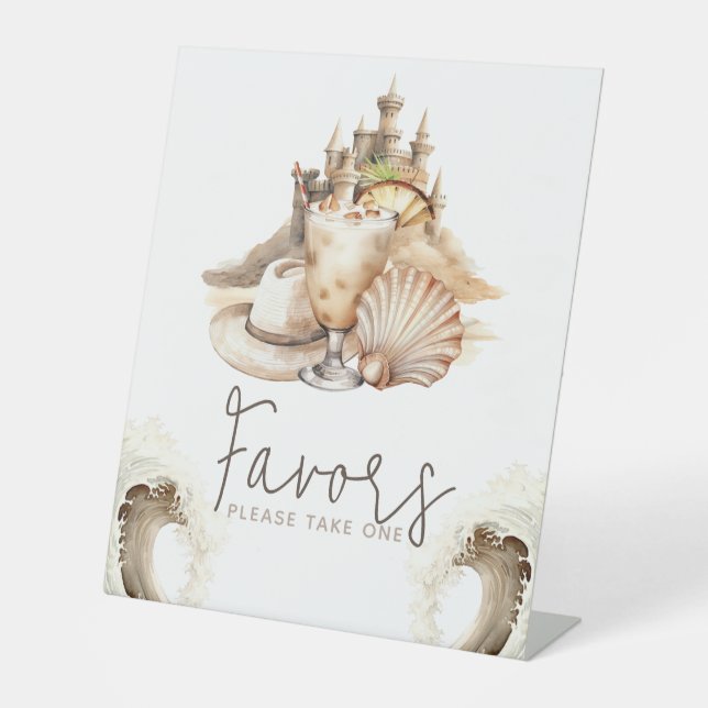 Pastel Sand Birthday Beach Table Sign (Front)