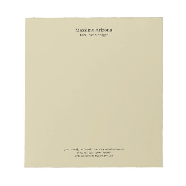 Pastel Sand Plain Professional Modern Minimalist Notepad (Front)
