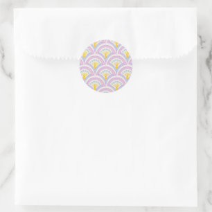 Pastel Scallop Pattern Classic Round Sticker