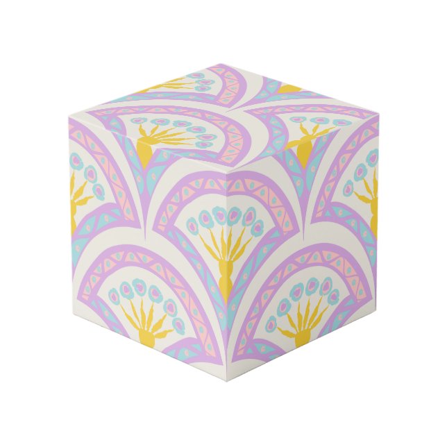 Pastel Scallop Pattern Cube (Front Angled)