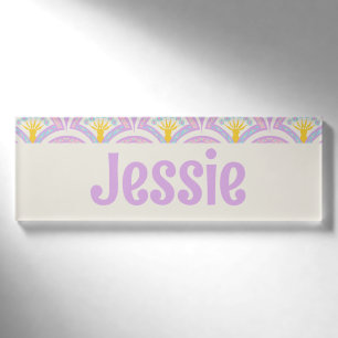 Pastel Scallop Pattern Name Tag