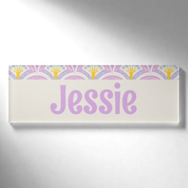 Pastel Scallop Pattern Name Tag (Front)