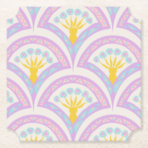 Pastel Scallop Pattern Paper Coaster