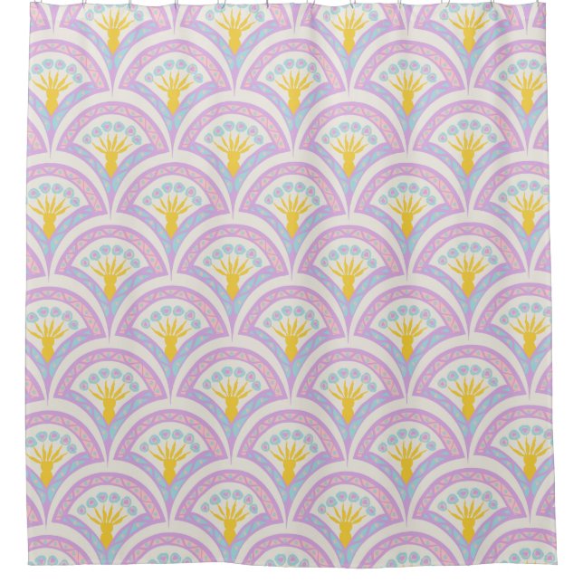 Pastel Scallop Pattern Shower Curtain (Front)