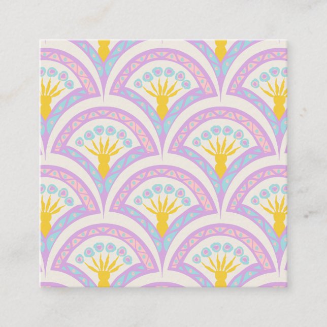 Pastel Scallop Pattern Square Business Card (Front)