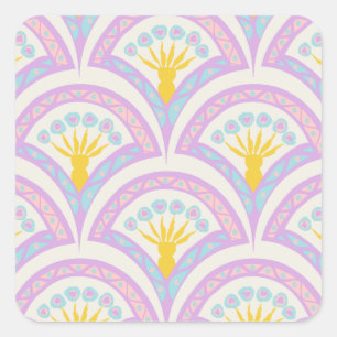 Pastel Scallop Pattern Square Sticker
