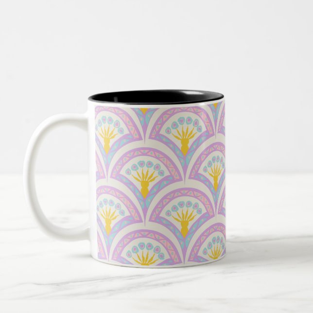 Pastel Scallop Pattern Two-Tone Coffee Mug (Left)