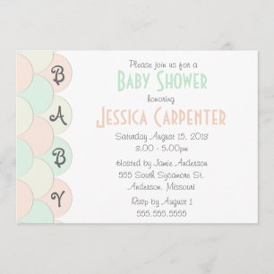 Pastel Scallops Baby Shower Invitations