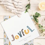 Pastel Scandi Yellow Gray Text Joyful Christmas Holiday Card<br><div class="desc">If you need any further customization please feel free to message me on yellowfebstudio@gmail.com.</div>