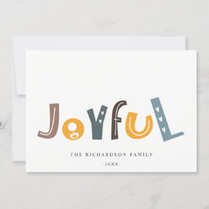 Pastel Scandi Yellow Grey Text Joyful Christmas Holiday Card