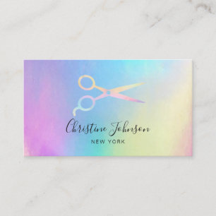 pastel scissors logo on pastel gradients business card