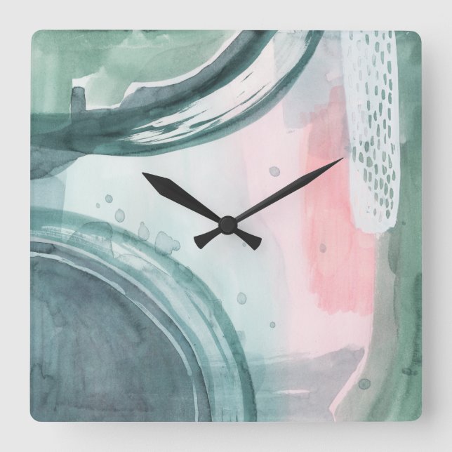 Pastel Scribe - Watercolor Square Wall Clock (Front)
