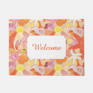 Pastel Sea Creature Pattern   Add Your Text Doormat